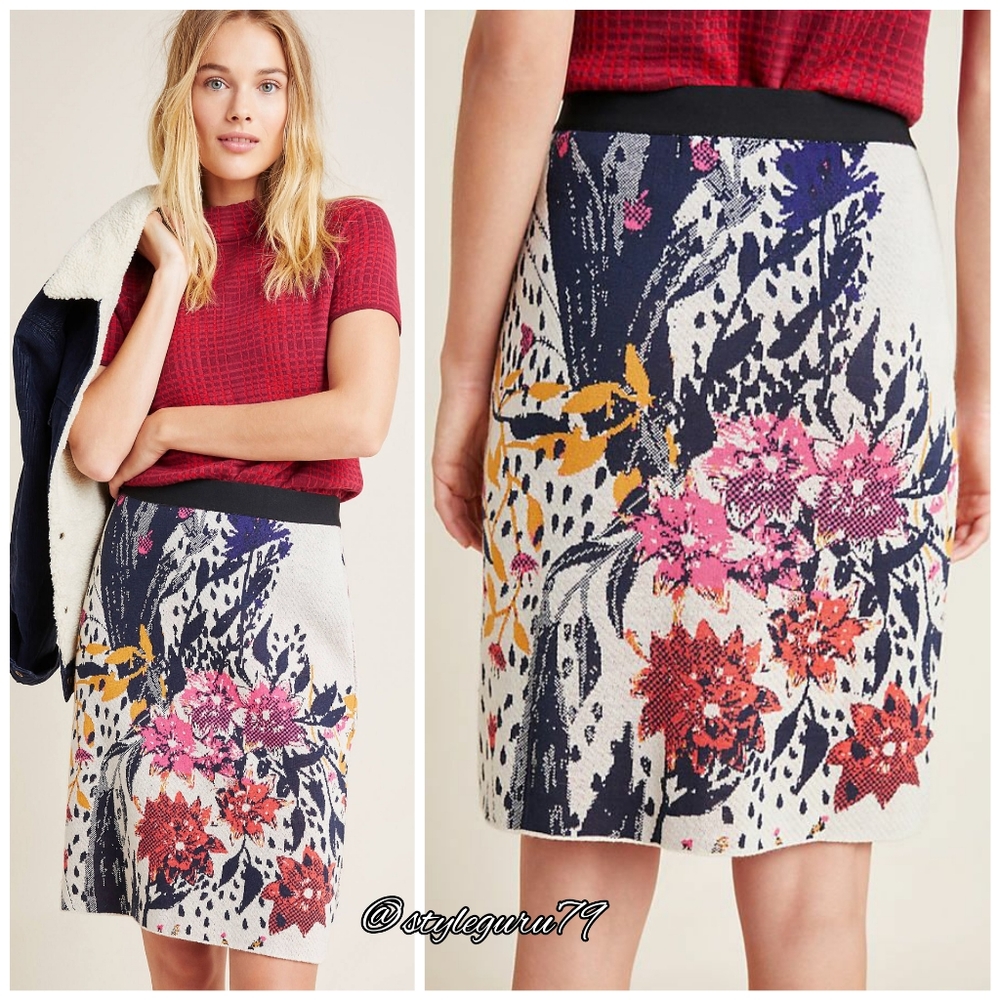 NWT, Anthropologie, Beatriz Knit Floral Mini Skirt